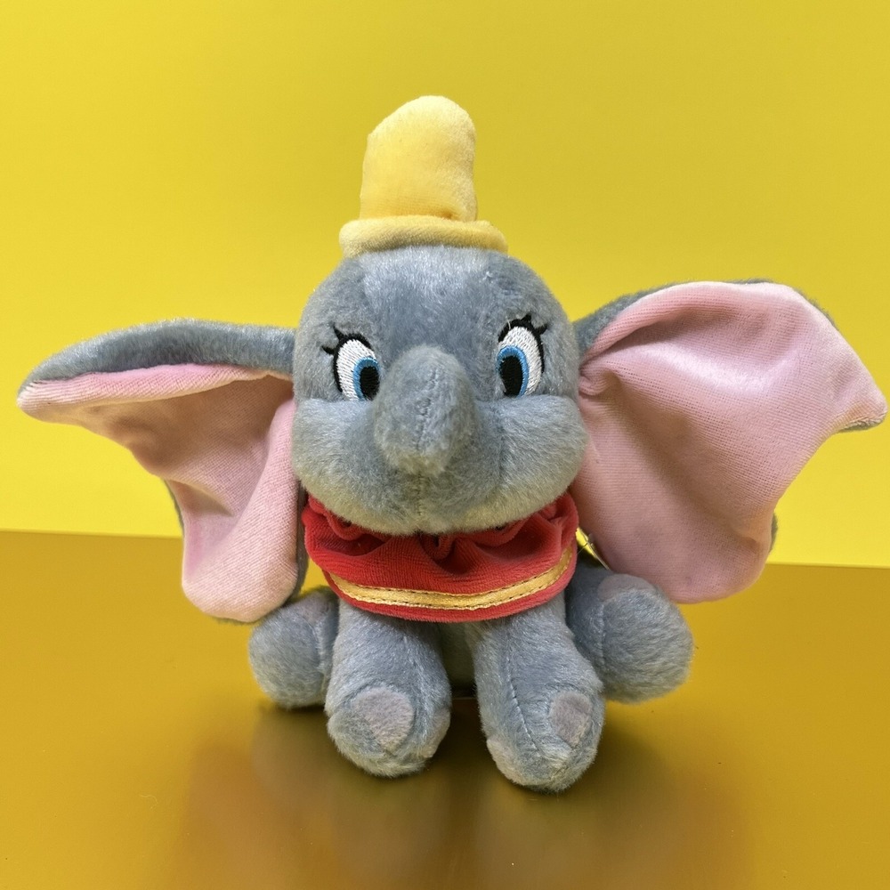 Disney Store DUMBO Plush 7" Stuffed Animal Toy Doll Pink Big Ears and Yellow Hat